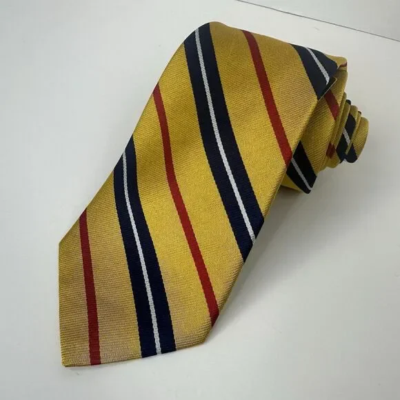 J. Press Men's 100% Silk Necktie Multicolor Striped Repp Handmade in USA NWT - Picture 3 of 7